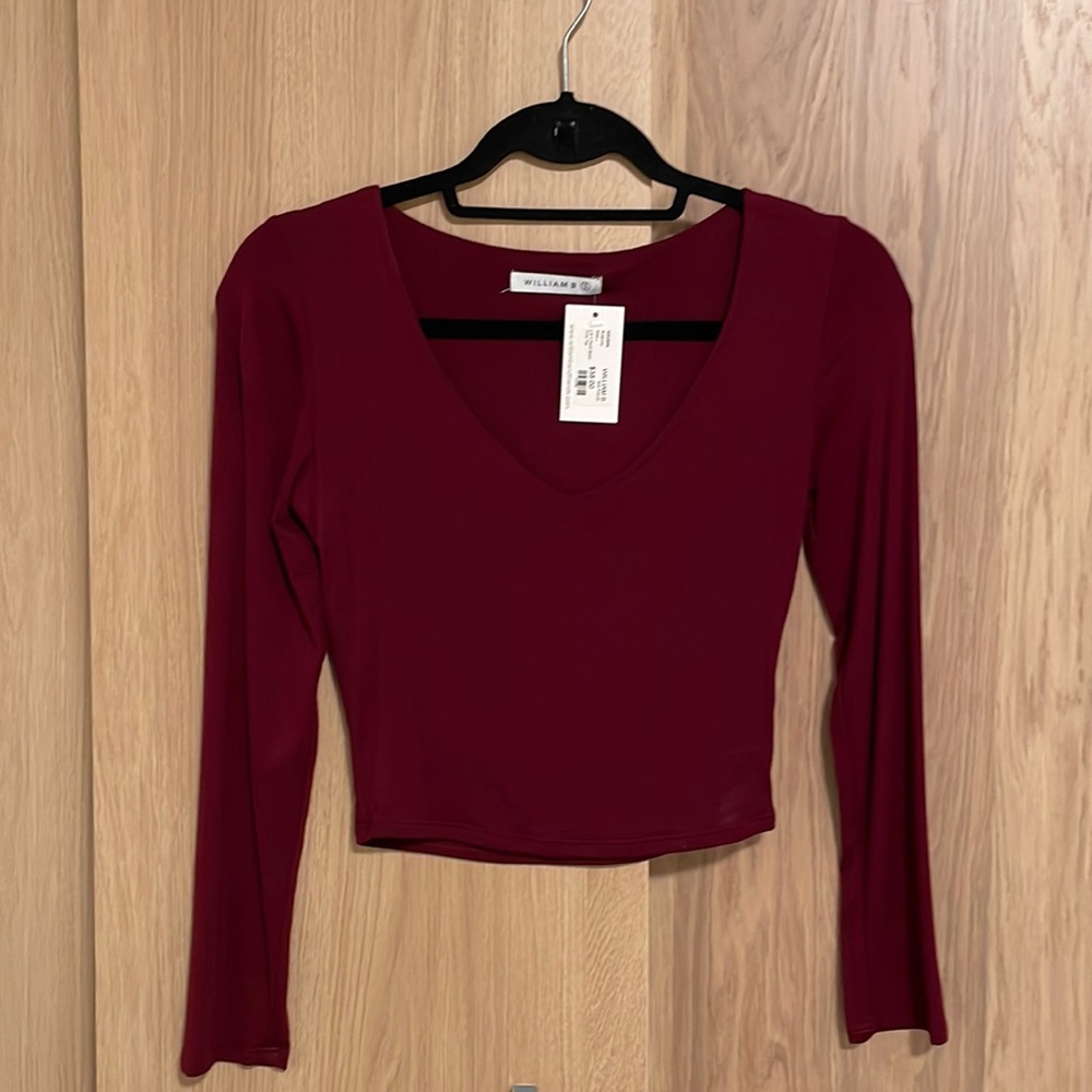 William B Long Sleeve Crop Top, Size S
